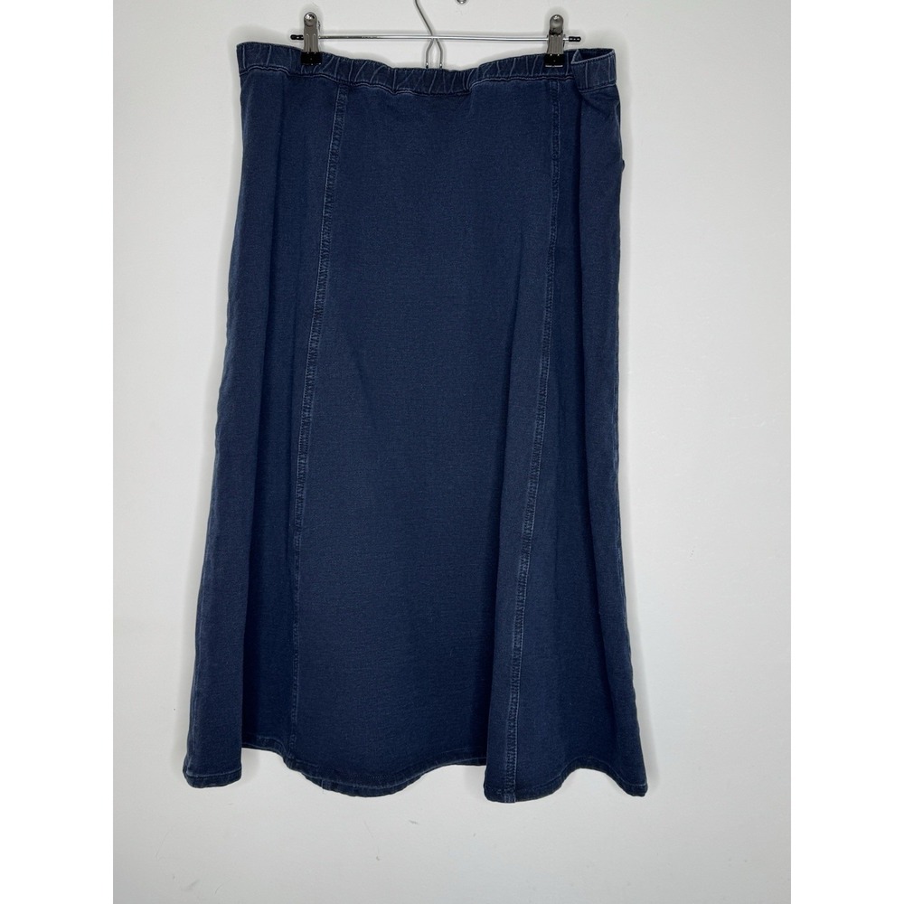 Y2K Midi Skirt Dark Jean Size XL Rhinestone Heart Elastic Waist 2000s Vintage - Picture 2 of 5